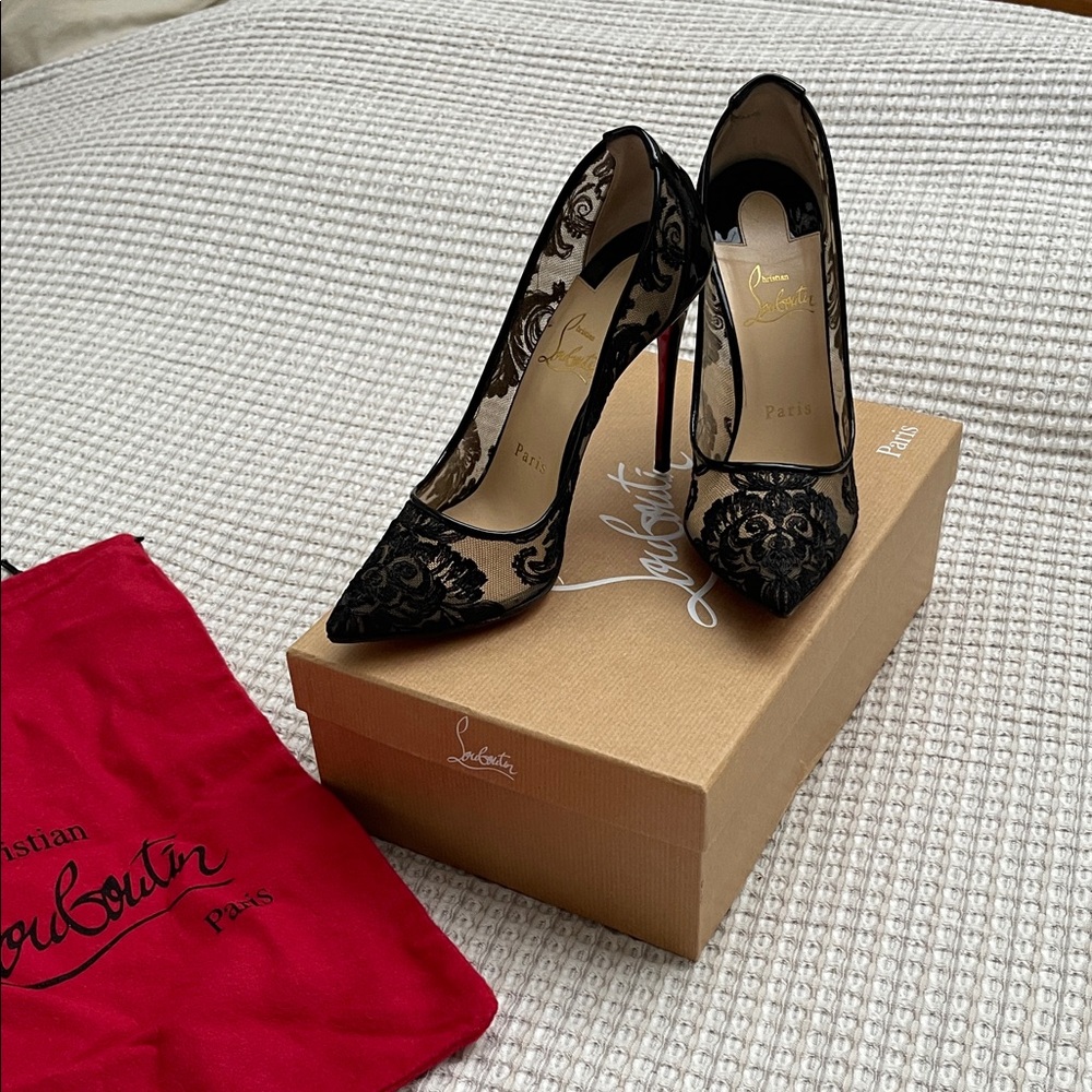 Christian Louboutin Black Lace Stiletto Heels